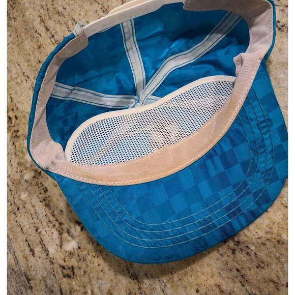 VTG 80s 90s Siesta Key Blue Aqua Snap Back Hat Cap Check Beach Nautical Anchor - Picture 9 of 12